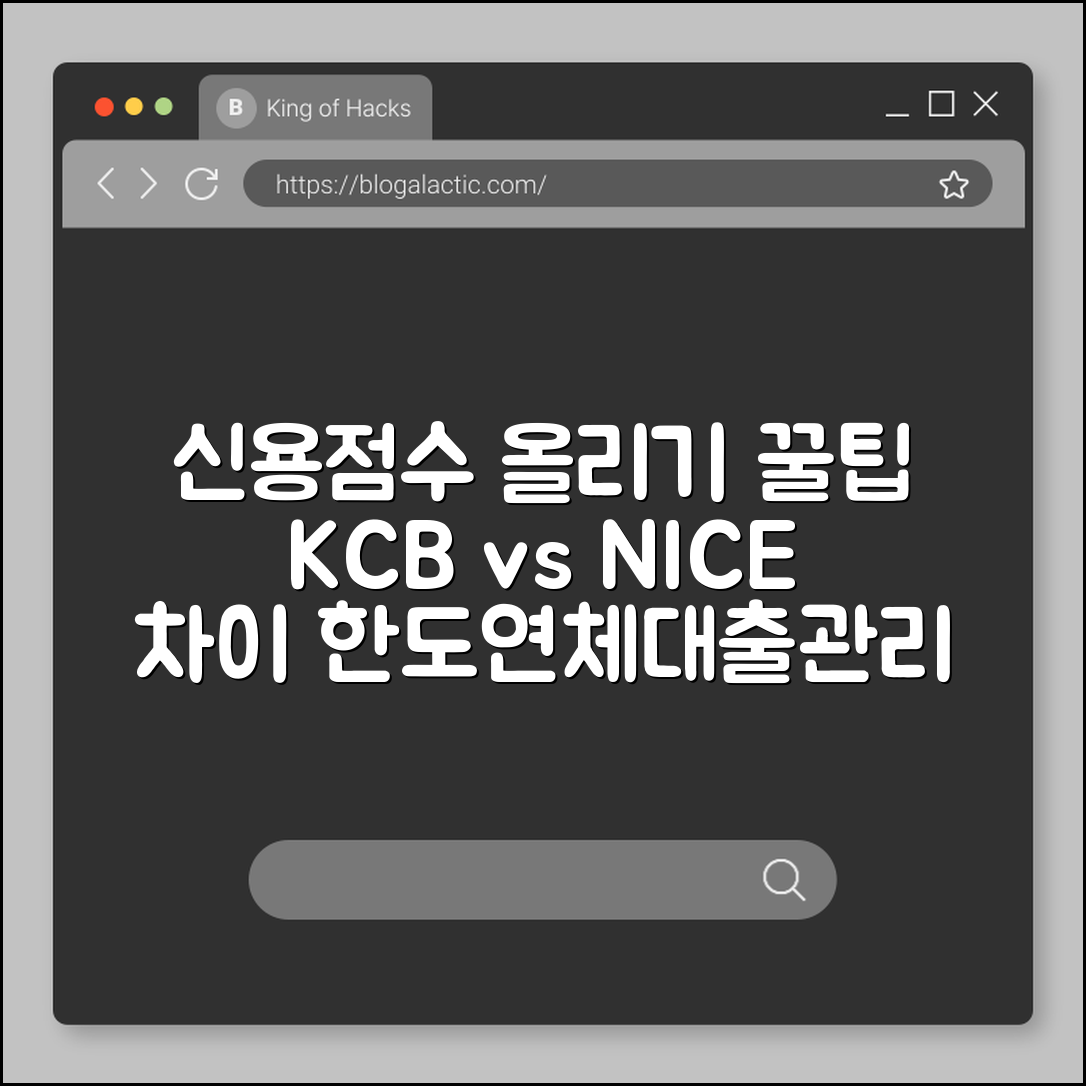 신용점수 올리는 법, KCB와 NICE 점수 차이 및 관리 꿀팁 (신용카드 한도 상향, 연체 관리, 대출 금리 인하)
