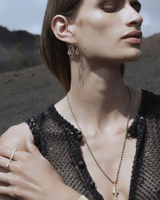 Серьги Кандилябры с алмазами польки