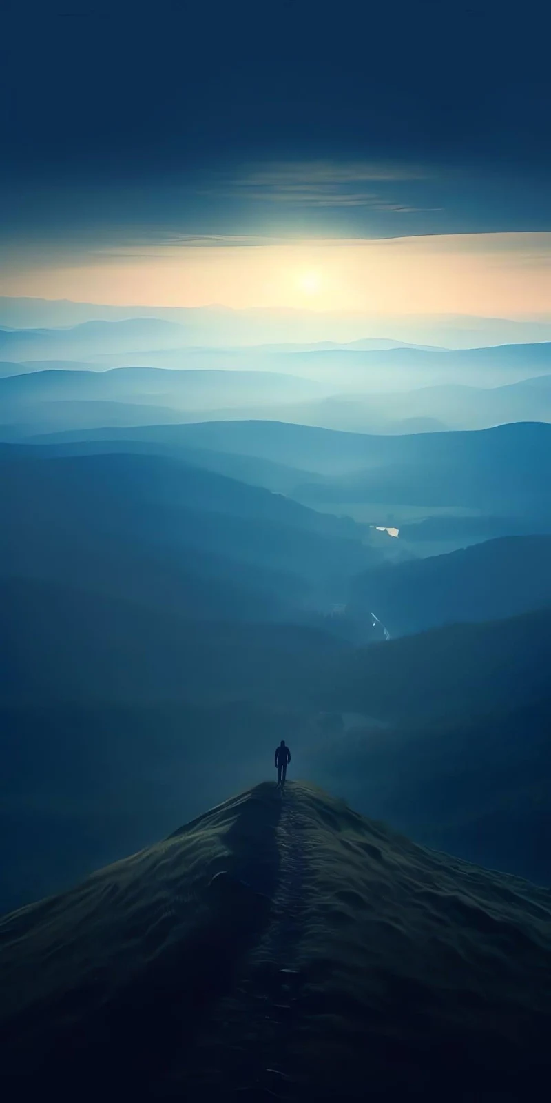 Man Standing On Mountain Ridge - Landscape Photography Full HD iPhone Wallpaper (1080x2160)