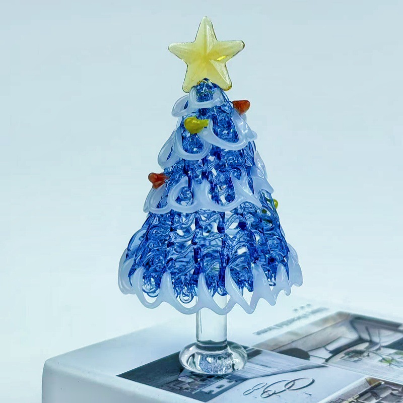 Mini glass Christmas tree, decorative table figure