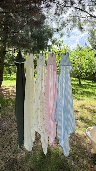 Children's towel 100x100 Twins muslin green