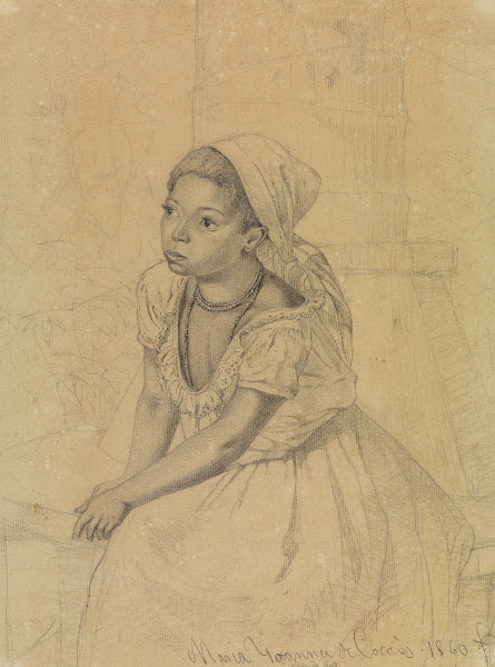 Studie der Maria Joanna de Cocaies sitzend in Halbfigur nach links gewendet 1860