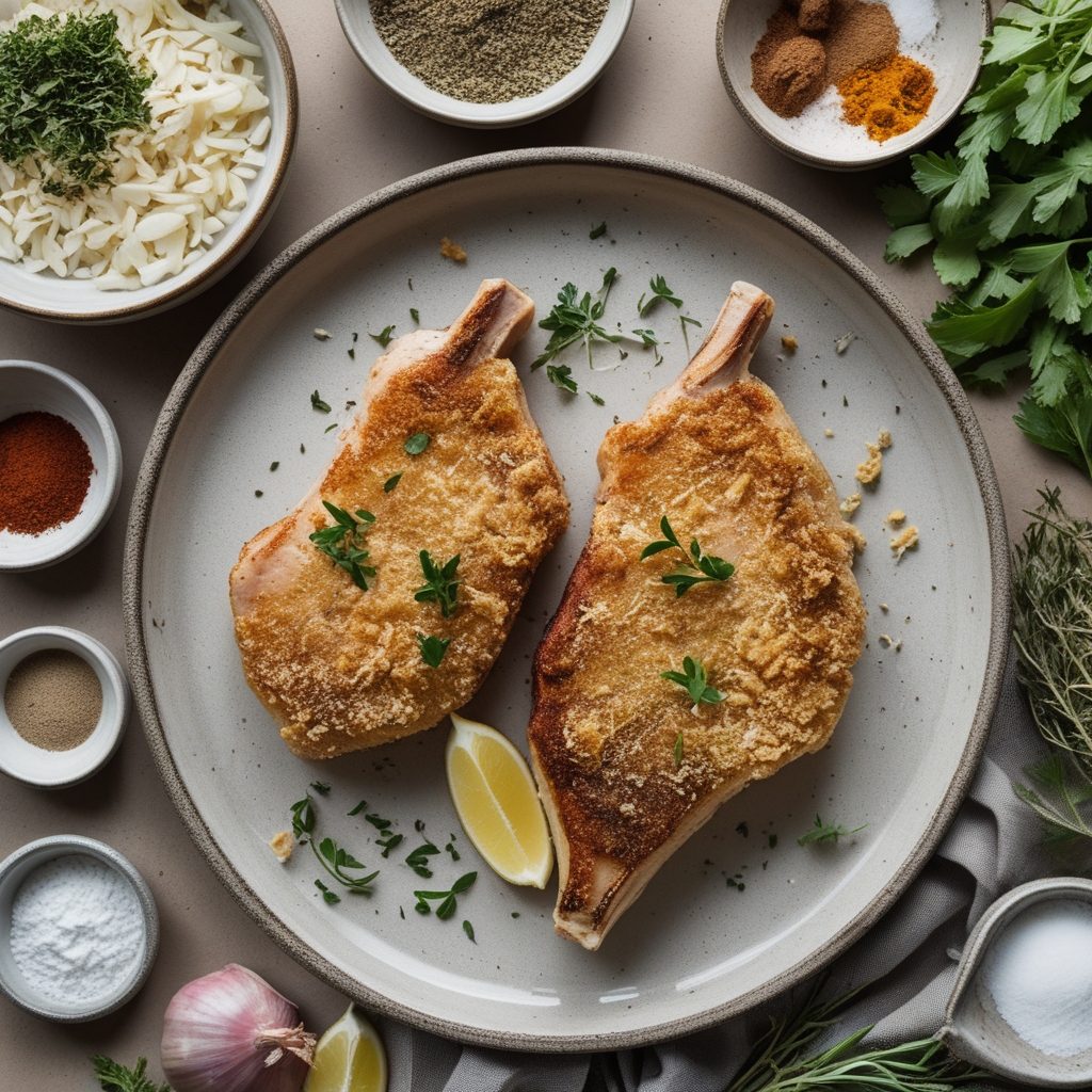 Ingredients for Crispy Parmesan Crusted Pork Chops: Easy & Quick Family-Friendly Dinner