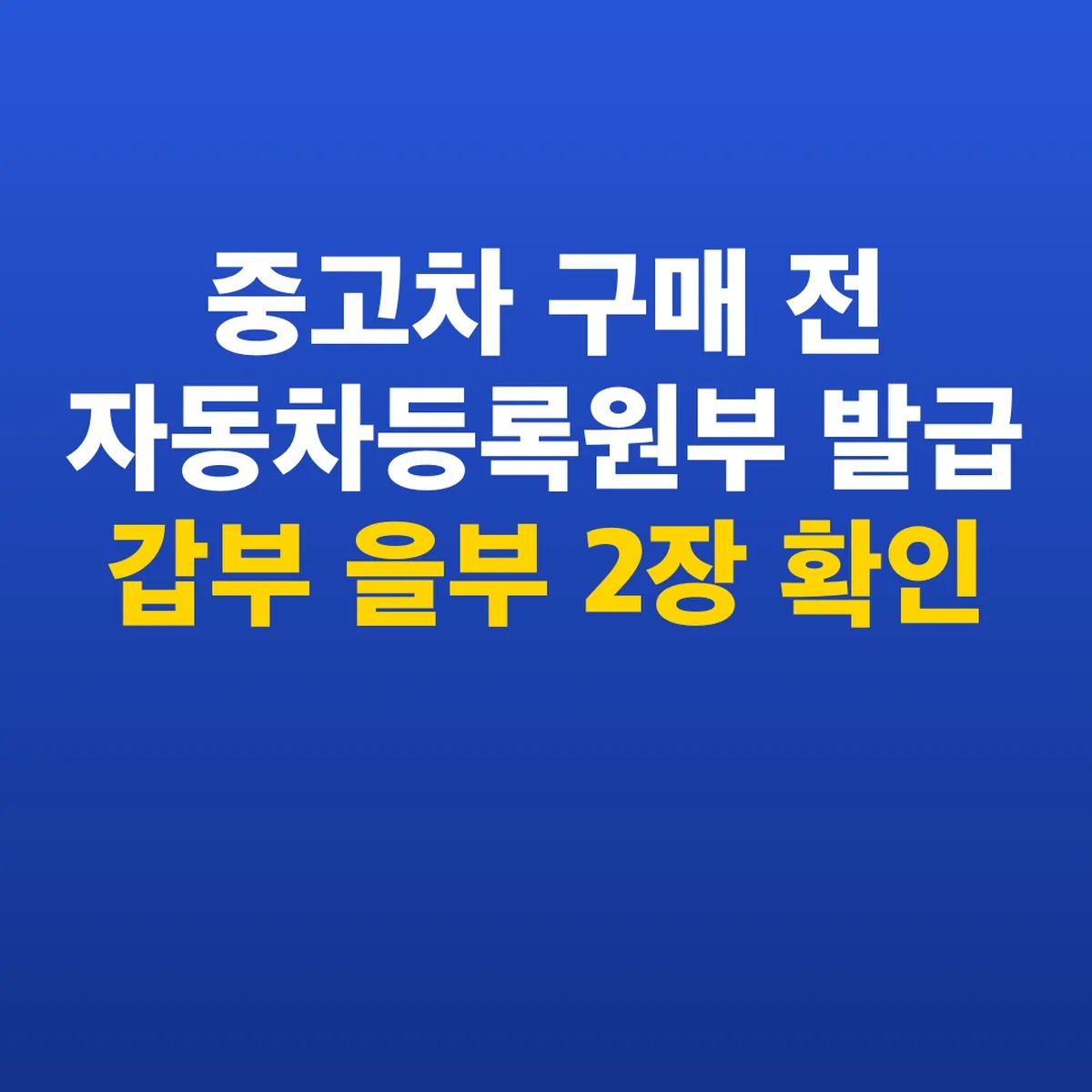 중고차 구매 전 자동차등록원부 발급 갑부 을부 2장 확인