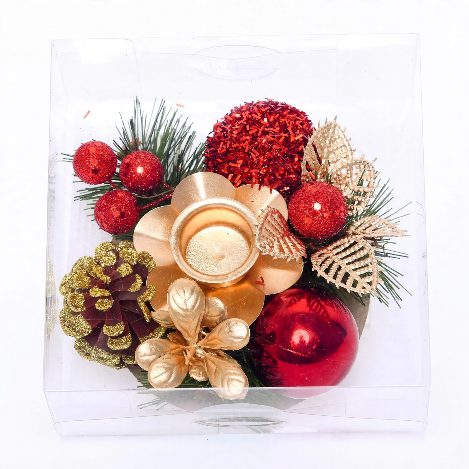 Christmas Candle Wreath with Pine Cones 12 cm