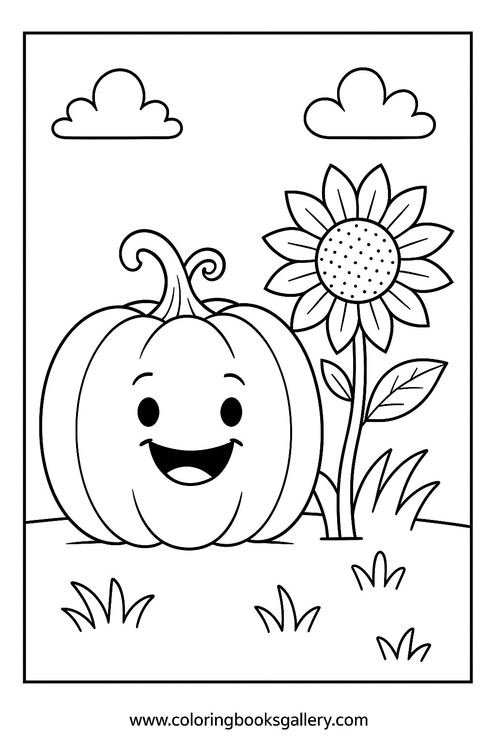 Pumpkin and sunflower coloring page – Free Printable Coloring Sheet for ...