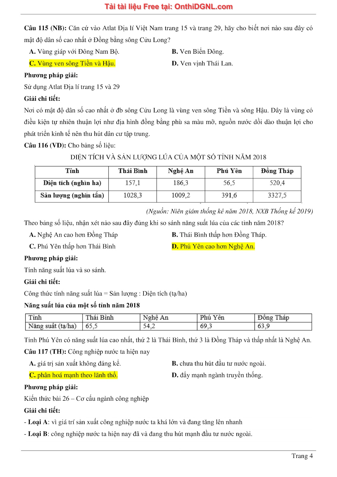 150bài tập môn Địa Lý - Ôn thi ĐGNL ĐHQG TP hà nội Phần 2