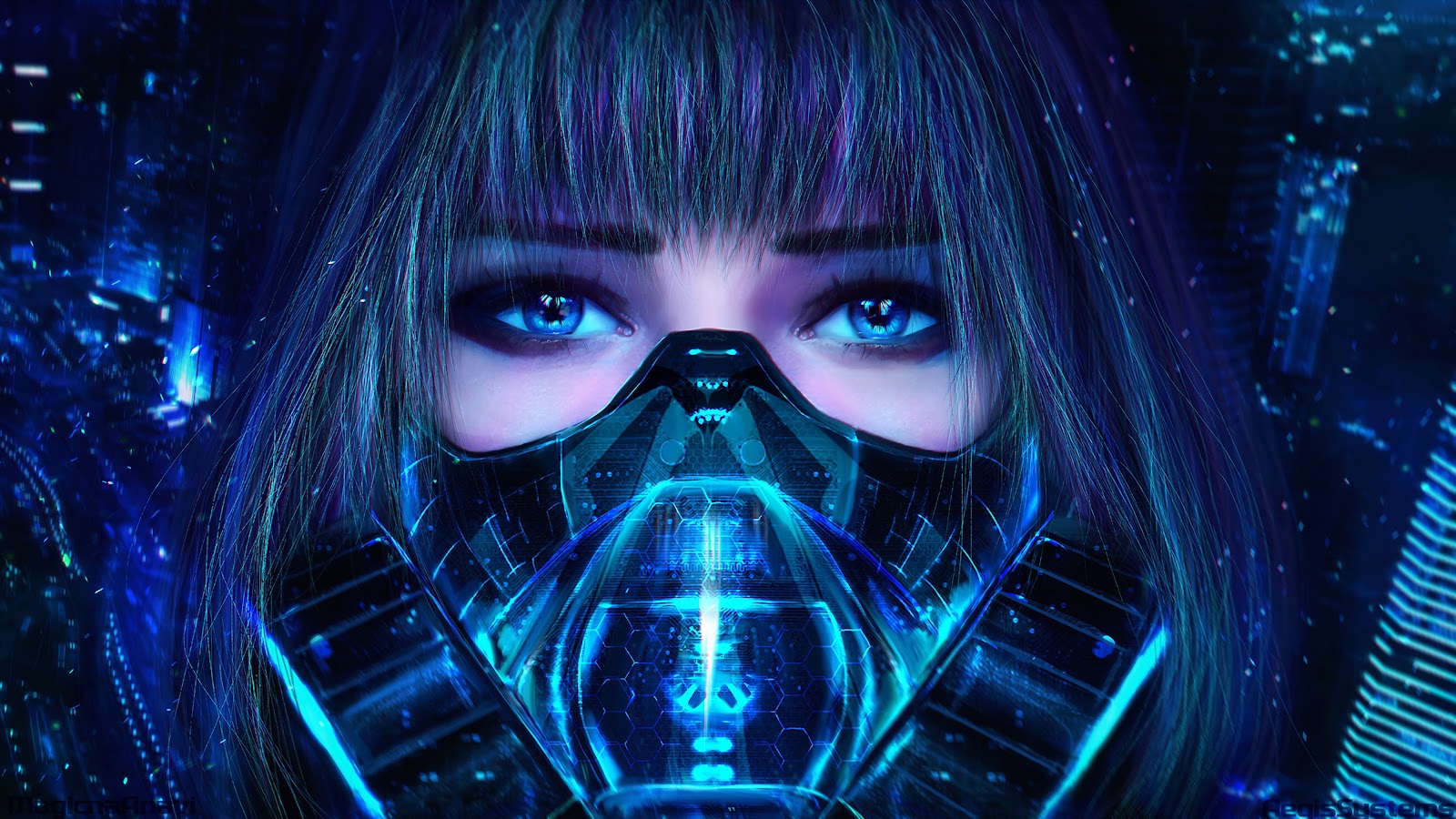Girl With Gas Mask Wallpaper
