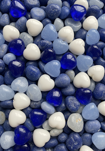 Blue & White Heart Pebbles