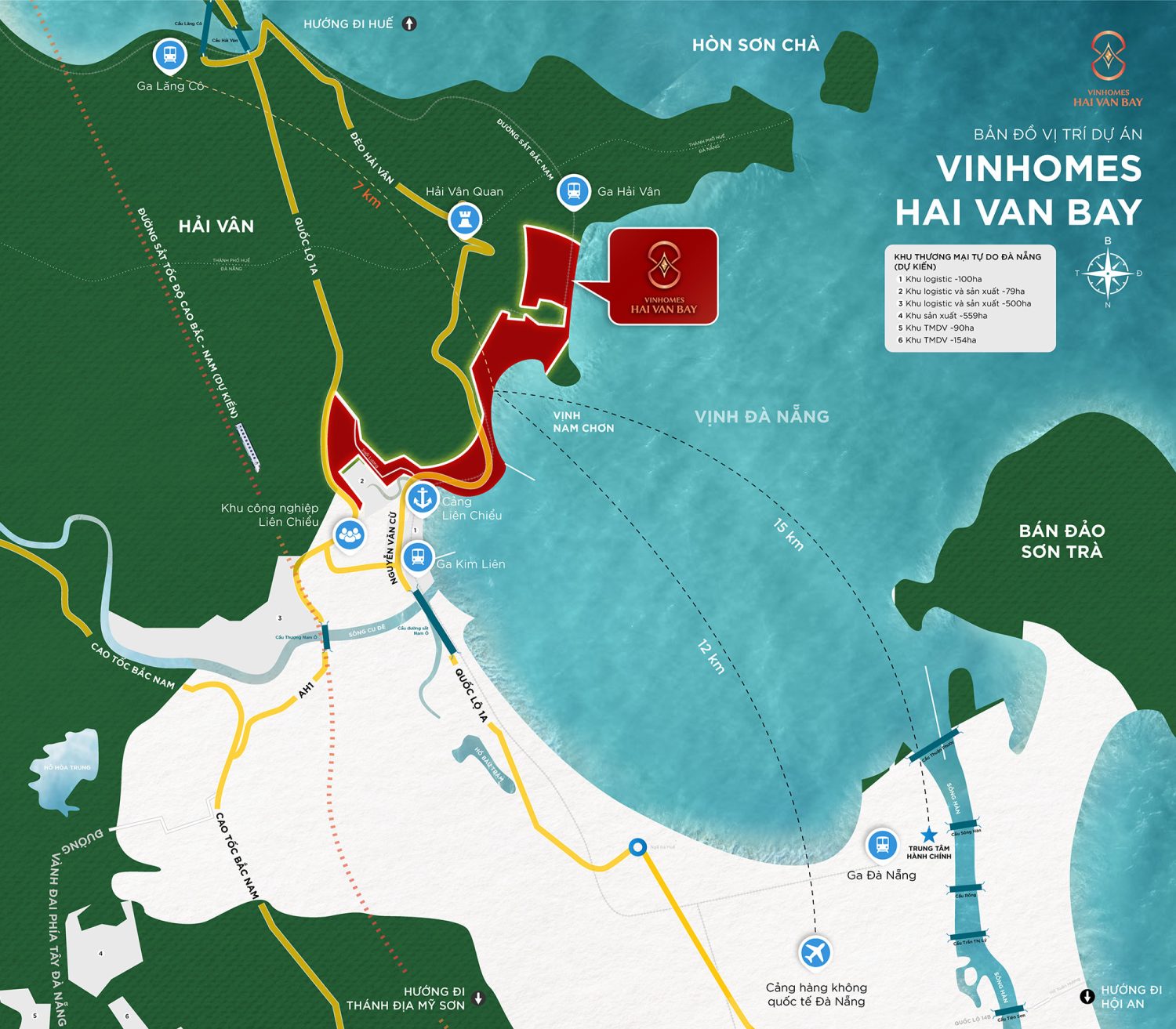 Tọa độ địa thế tựa sơn hướng thủy Vinhomes Hải Vân Bay