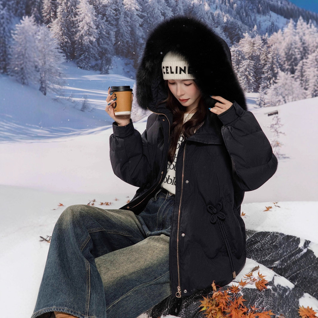 Oversized down jacket for women, mid-length, goose down