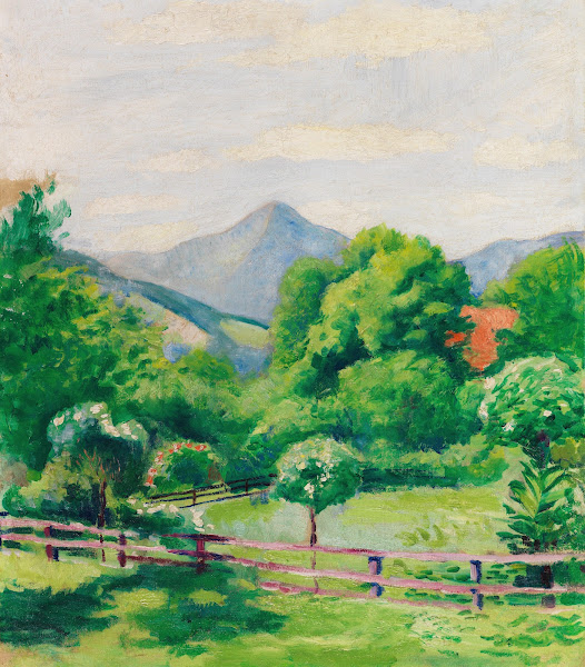 Garten in Tegernsee mit Haus und Berg 1910