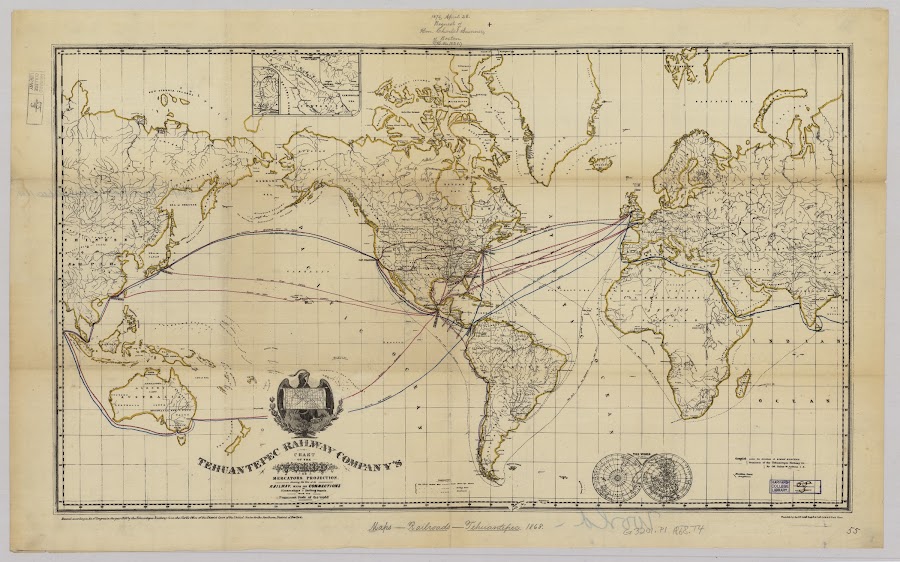 1868_Tehuantepec Railway Company's chart of the World on Mercator's projection