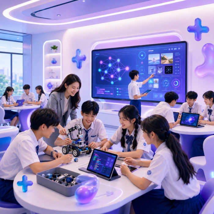 Học sinh THCS làm thí nghiệm