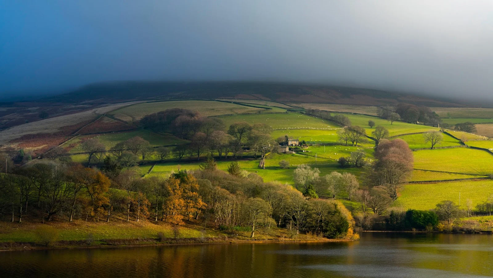 Bright Green Valley By Water - Landscape Photography 5K Wallpaper (6144x3472)
