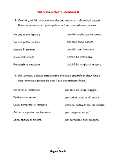 Anteprima della prima pagina: Tipi di enunciati subordinati