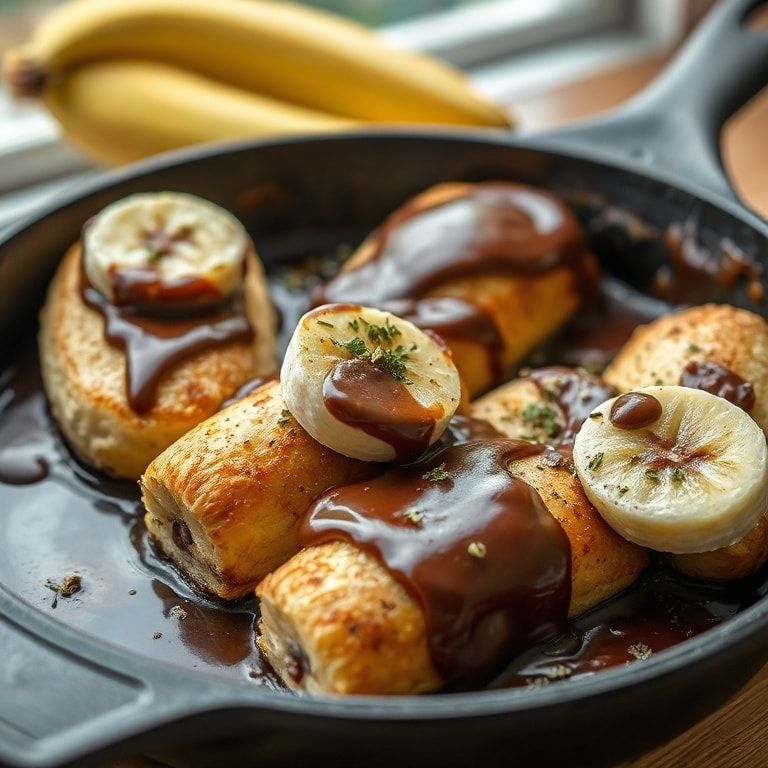 Easy Skillet Baked Banana Boats with Melted Chocolate – Quick & Delicious Treat