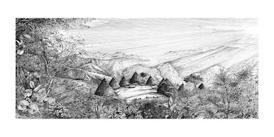 New Panoramic Ink Art Print - Matted Edition