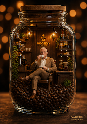 Miniature Coffee Jar Scene