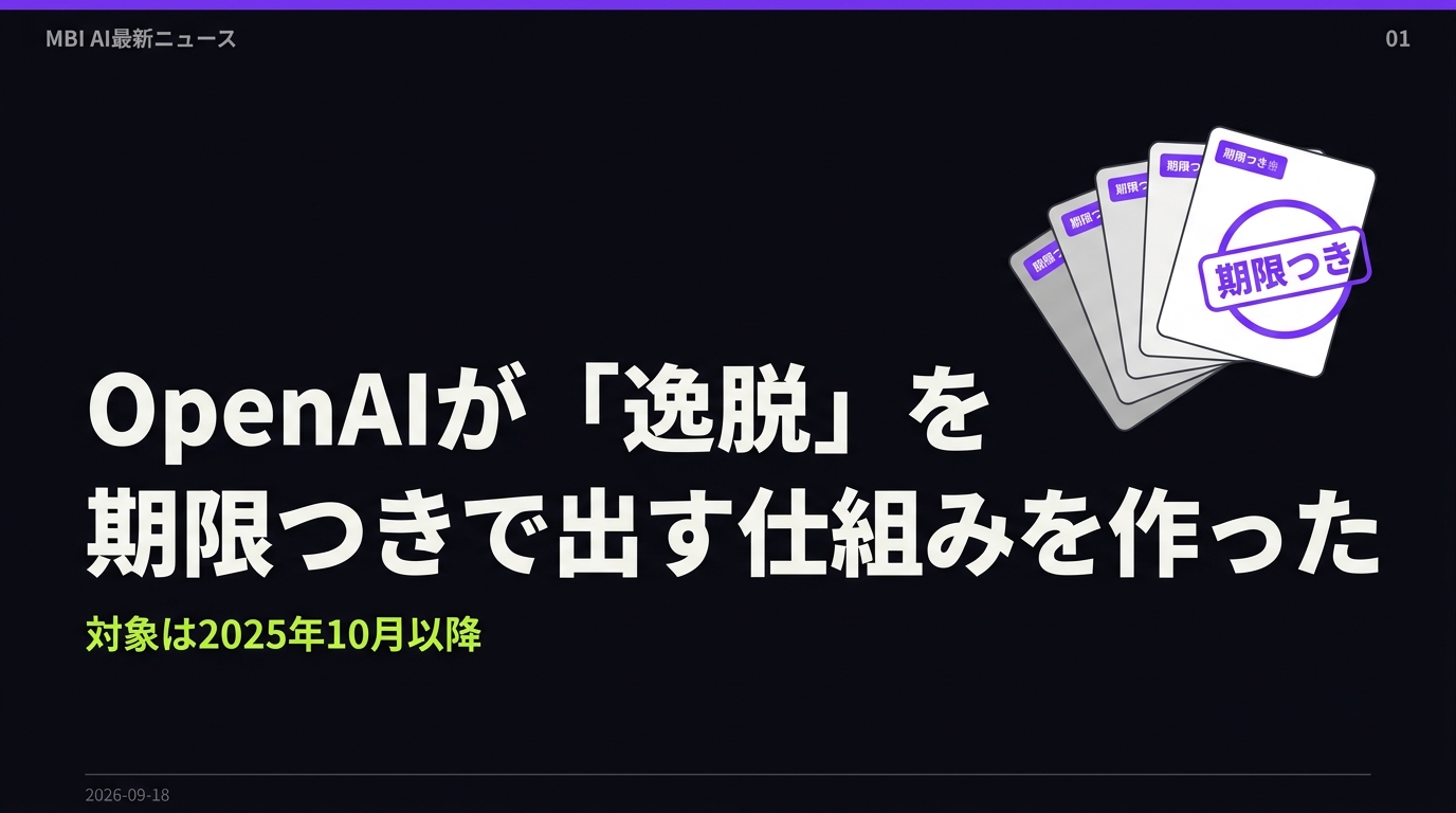 OpenAIが逸脱を期限つきで出す仕組みを作った