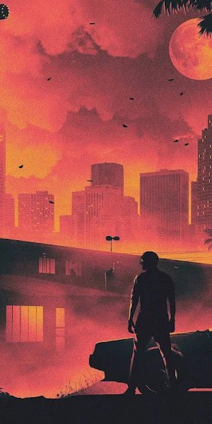 Old Car, Retro Style, Pink, Hotel, Cityscape 4K Wallpaper Background