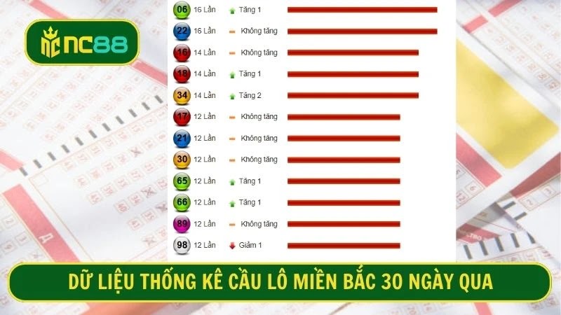 Dữ liệu thống kê cầu lô miền Bắc 30 ngày qua 