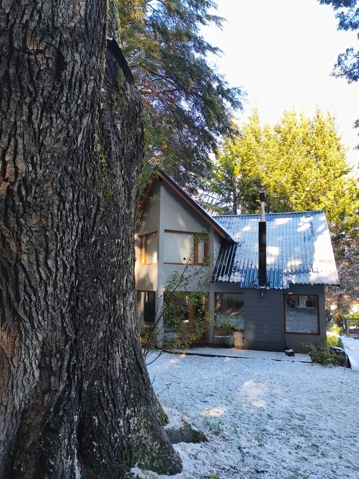 Casa Calma — detalle interior con lámparas de ratán