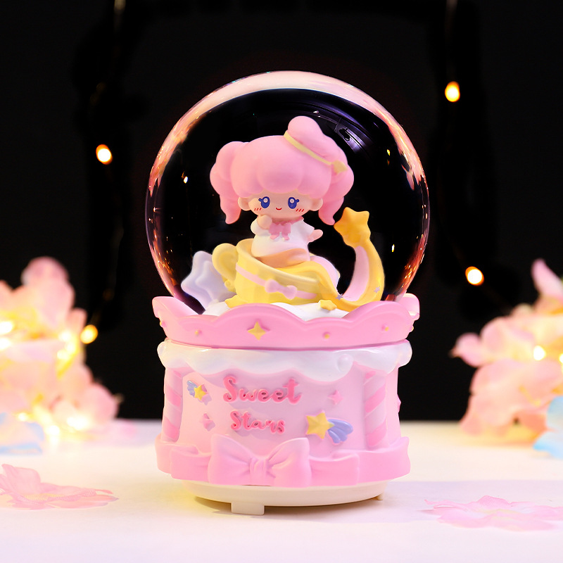Spieluhr-Schneekugel mit Licht und Musik