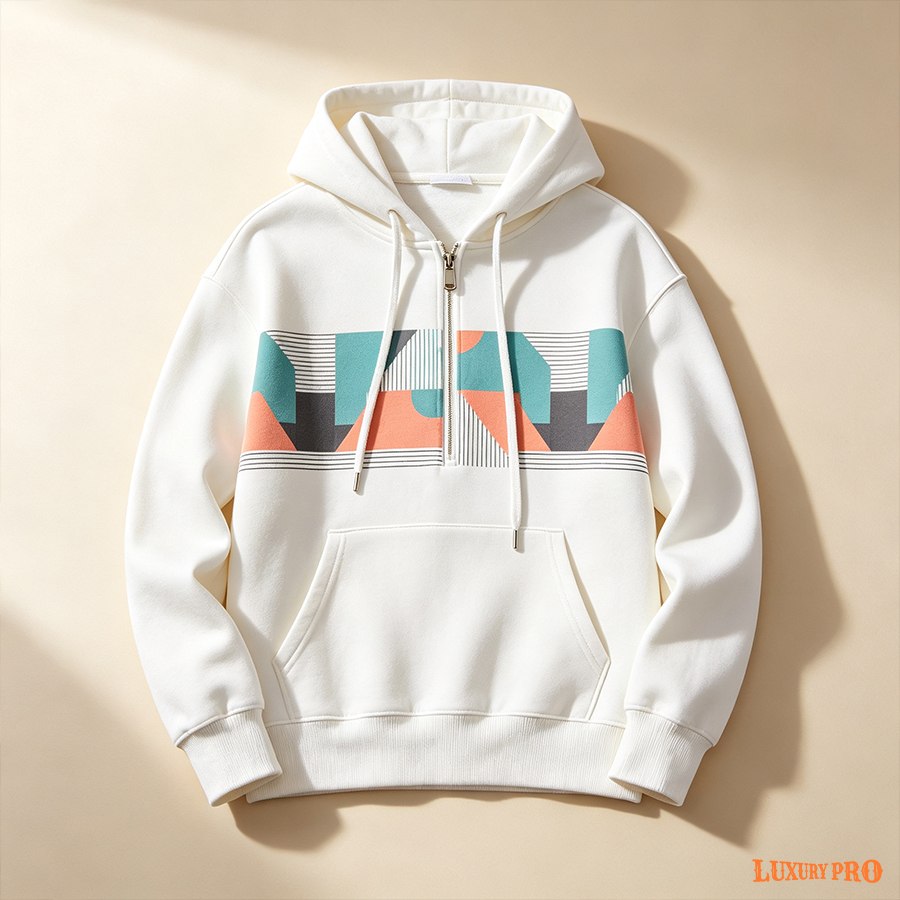 2D Ribbed Half‑Zip Hoodie
