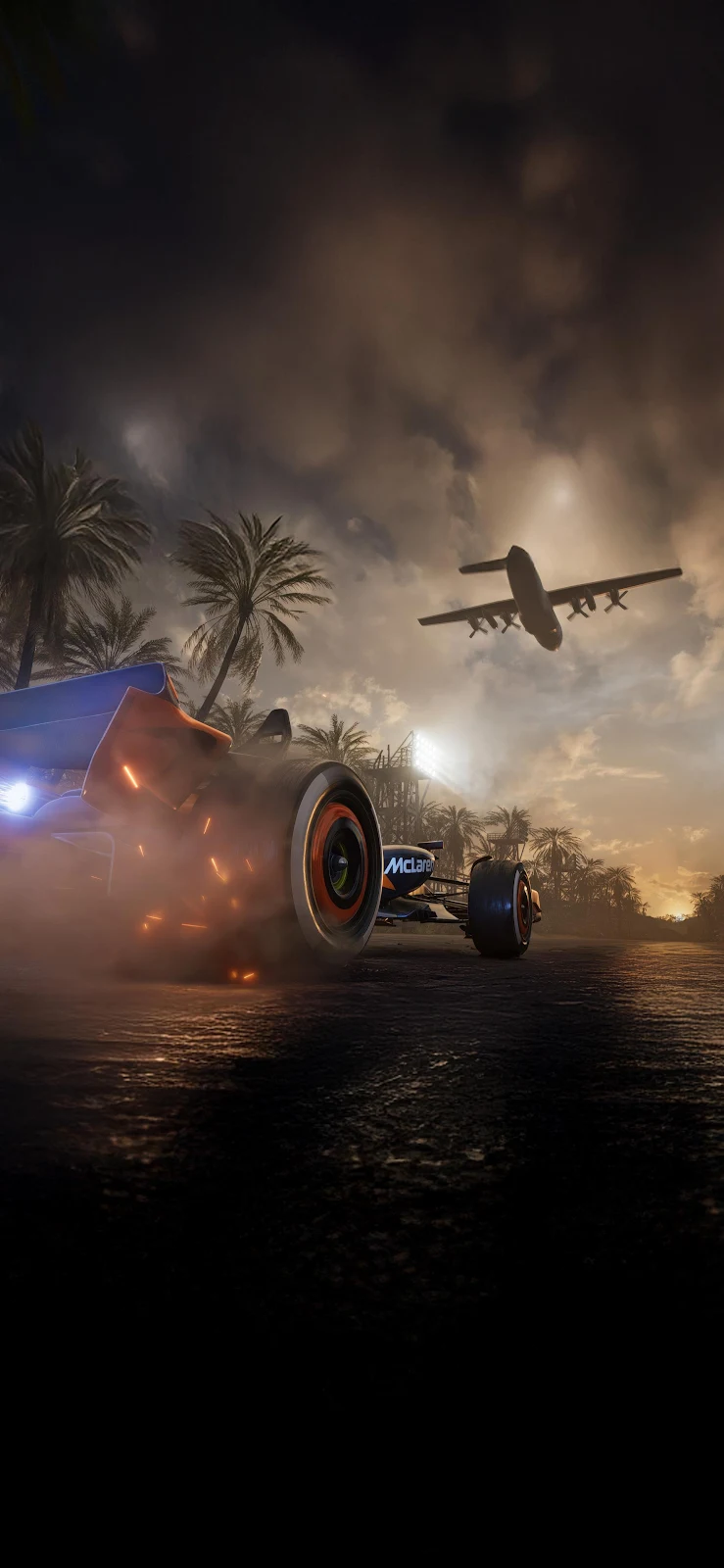 McLaren Formula One Race Car - Cinematic Digital Art 2K iPhone Wallpaper (1772x3839)