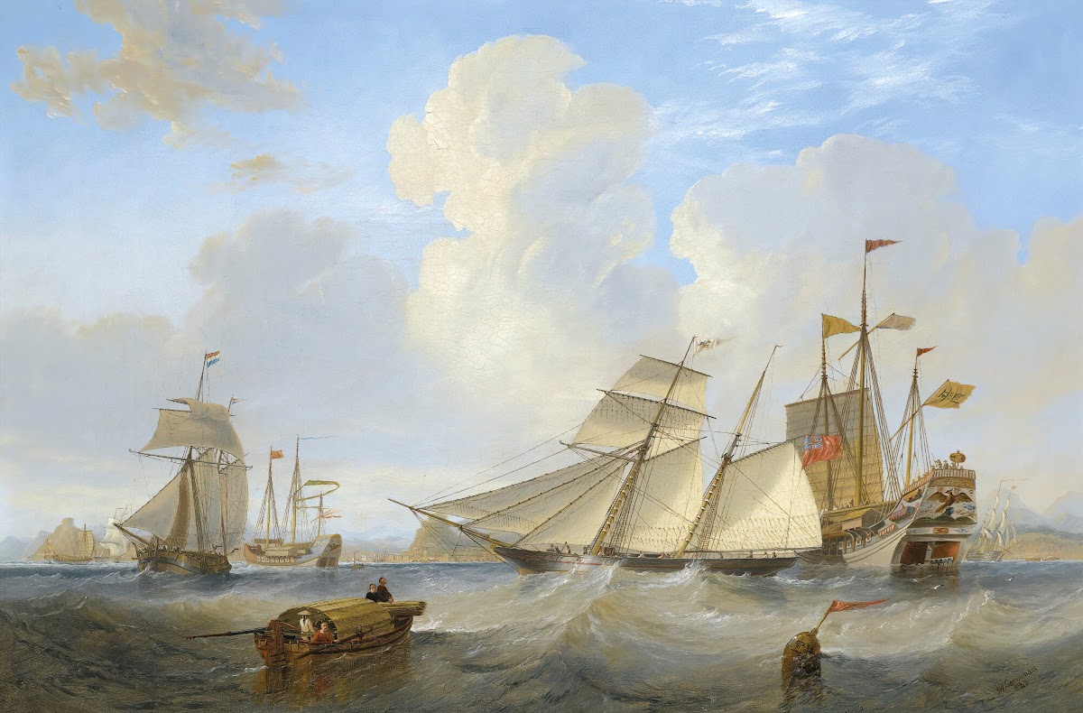 A British Opium Schooner And Other Shipping Off Hong Kong 1843