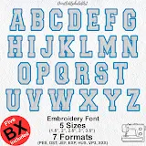 Stitch photo 2 of the Varsity 2 Color Satin Column Embroidery Font embroidery design