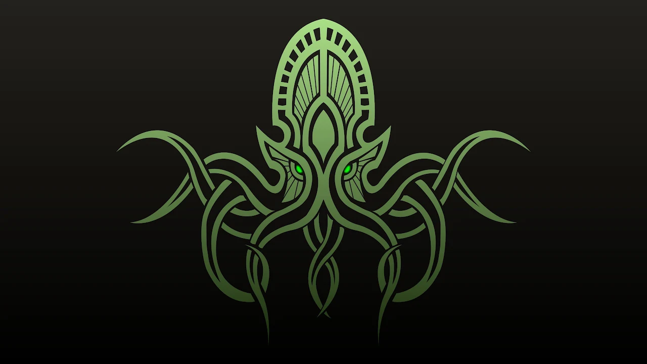 Cthulhu, H. P. Lovecraft, Octopus, Minimalism, Green Eyes 4K Desktop Wallpaper