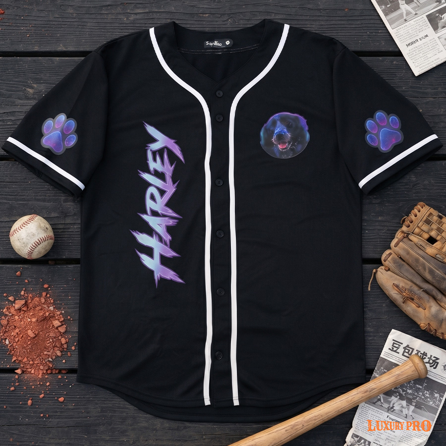 AOP KND Double Line Baseball Cardigan - Black Button