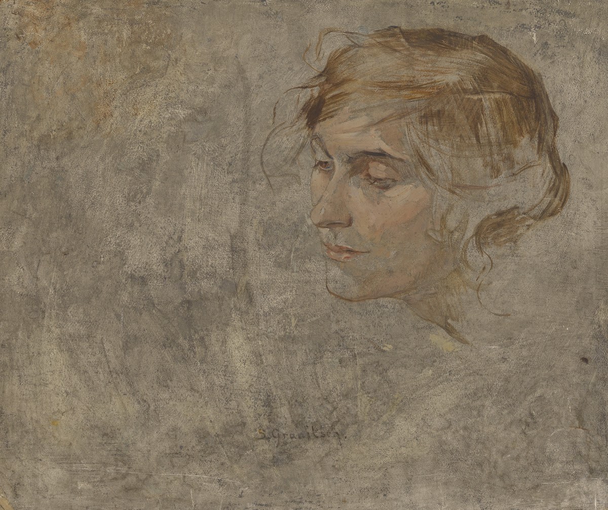Ölskizze mit Portrait einer Frau around 19201940