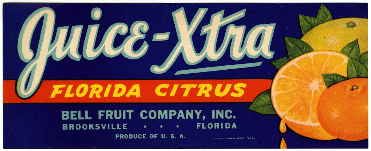 Juice Xtra Florida Citrus Label 1930 1950