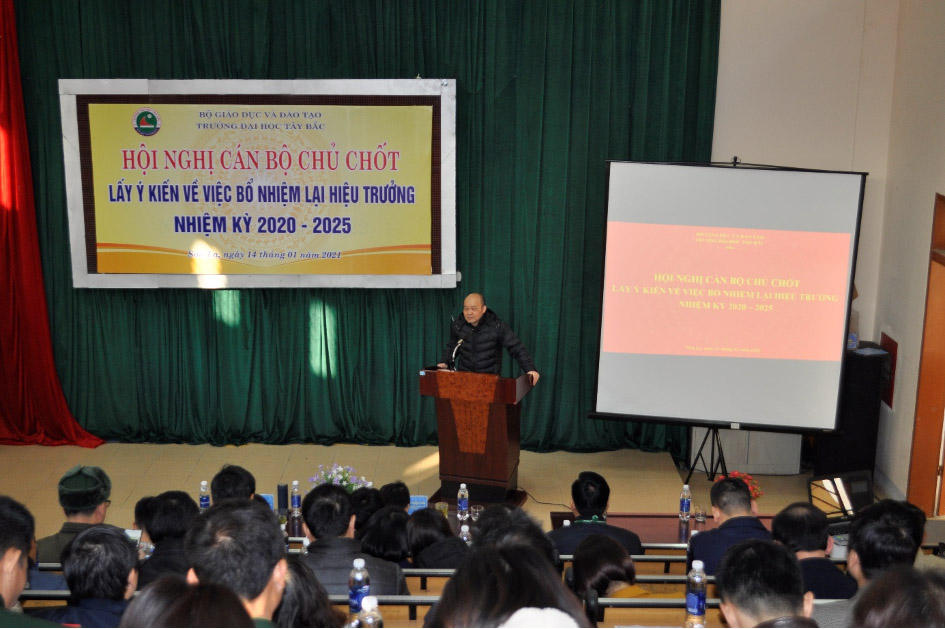 Hội nghị cán bộ chủ chốt lấy ý kiến về việc bổ nhiệm lại Hiệu trưởng Trường Đại học Tây Bắc nhiệm kỳ 2020 - 2025