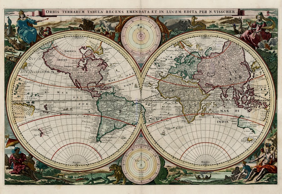 1663_Orbis Terrarum Tabula Recens Emendata et in Lucem Edita Per N. Visscher