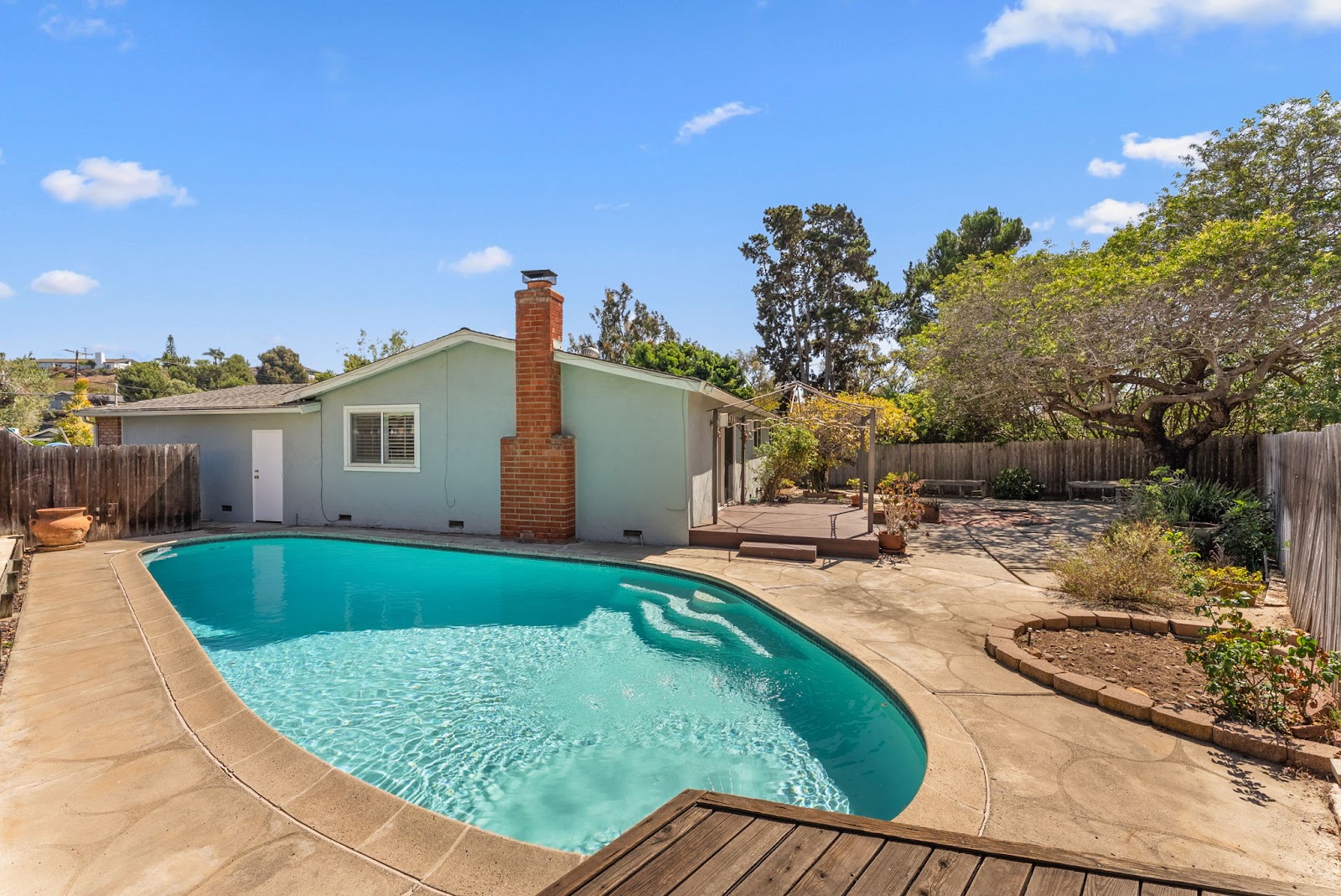 Private pool in the backyard