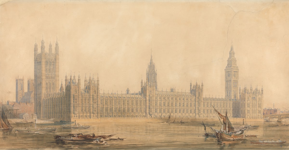 Perspective View the New Houses of Parliament ca 1840 1849