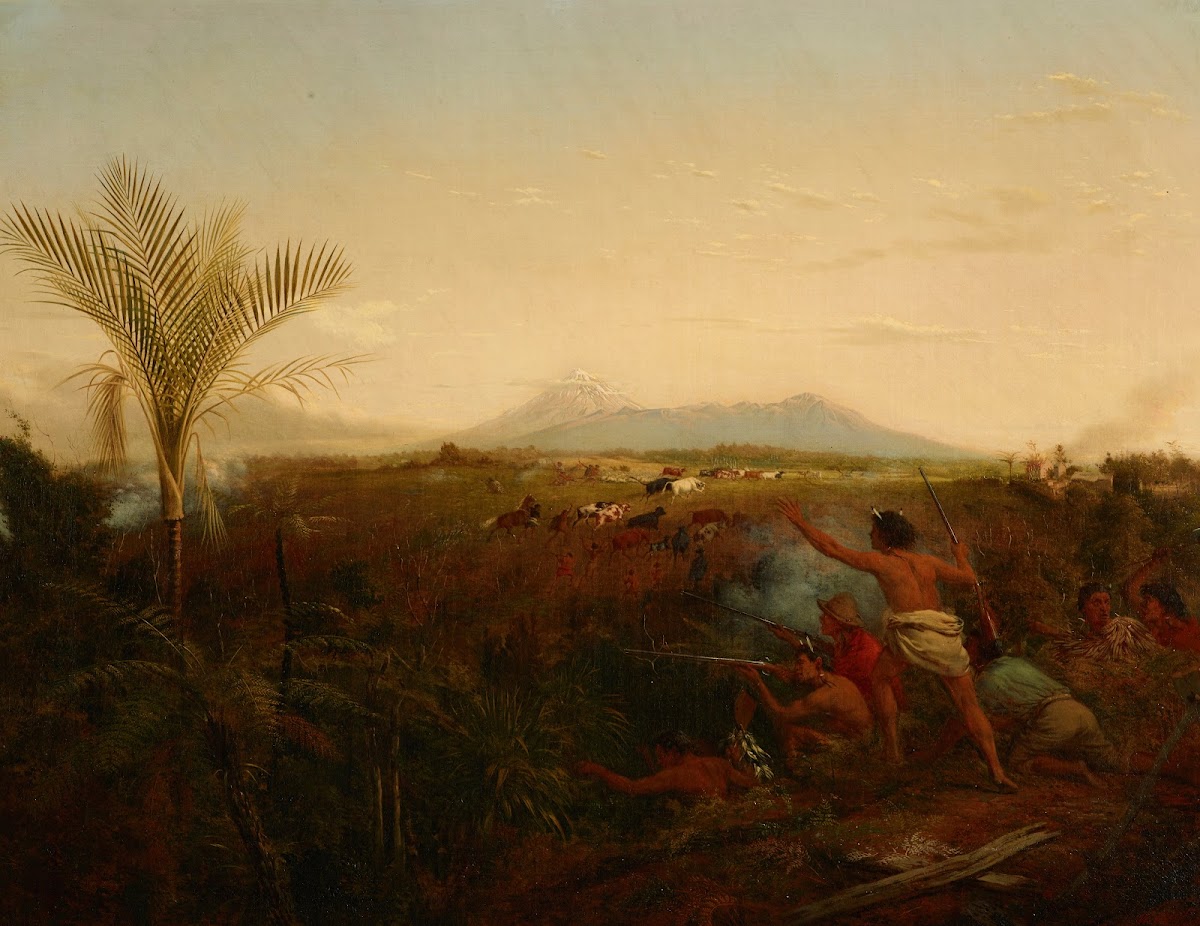 View of Mt Egmont Taranaki New Zealand taken from New Plymouth with Maoris drivi
