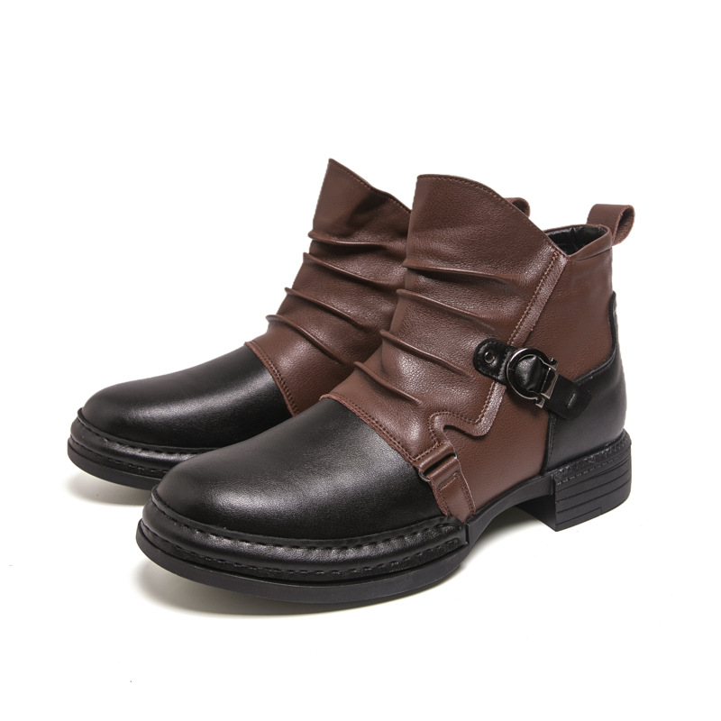 Men's cowboy-style ankle boots, faux leather, elegant