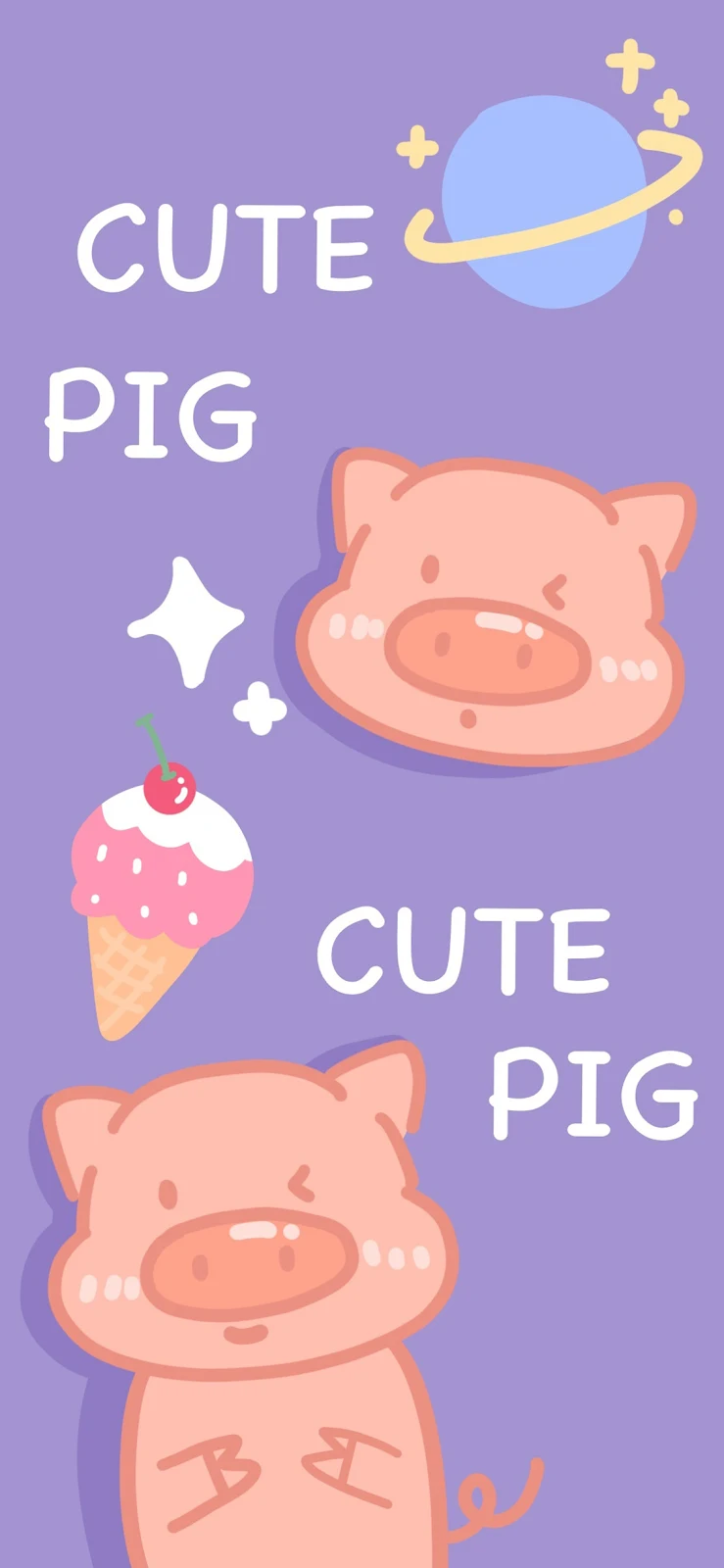 A Cool Cute Pig Purple Full HD iPhone Wallpaper for Free Download in High Quality [1125x2436]