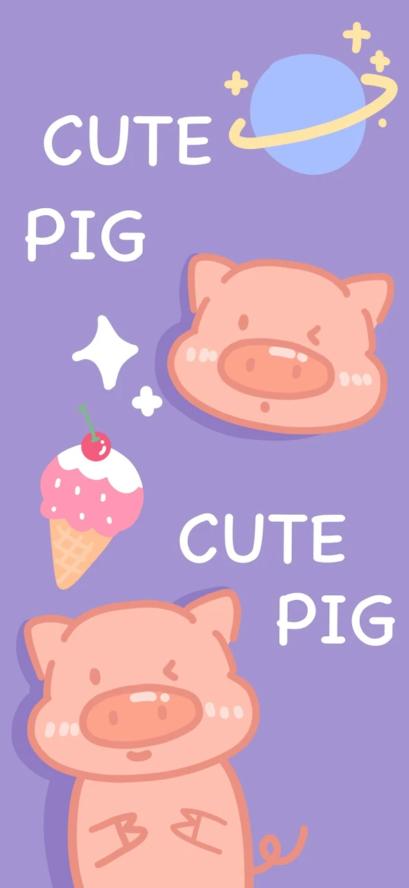 Cute Pig Purple Full HD iPhone Phone Wallpaper
