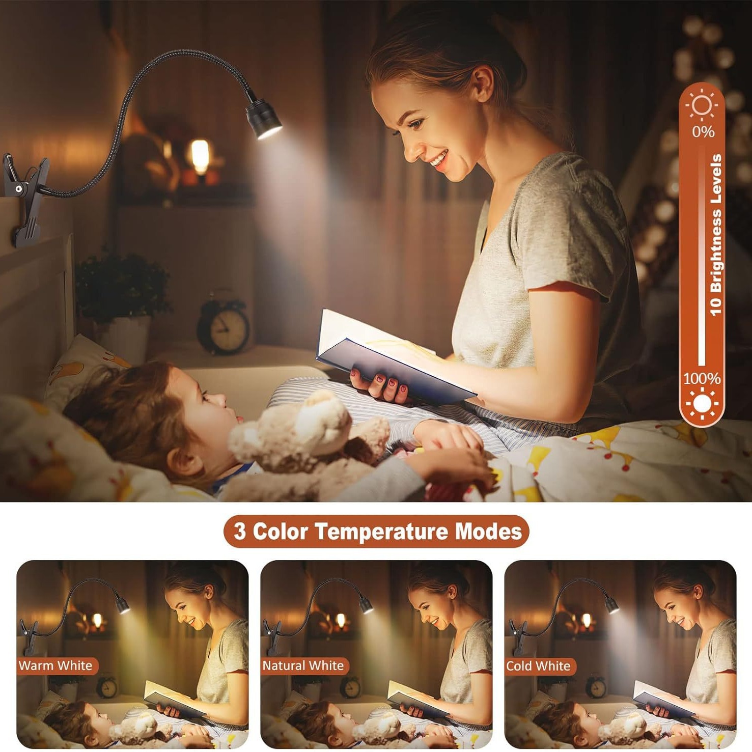 USB-Klemmlampe mit flexiblem Metall-Schwanenhals