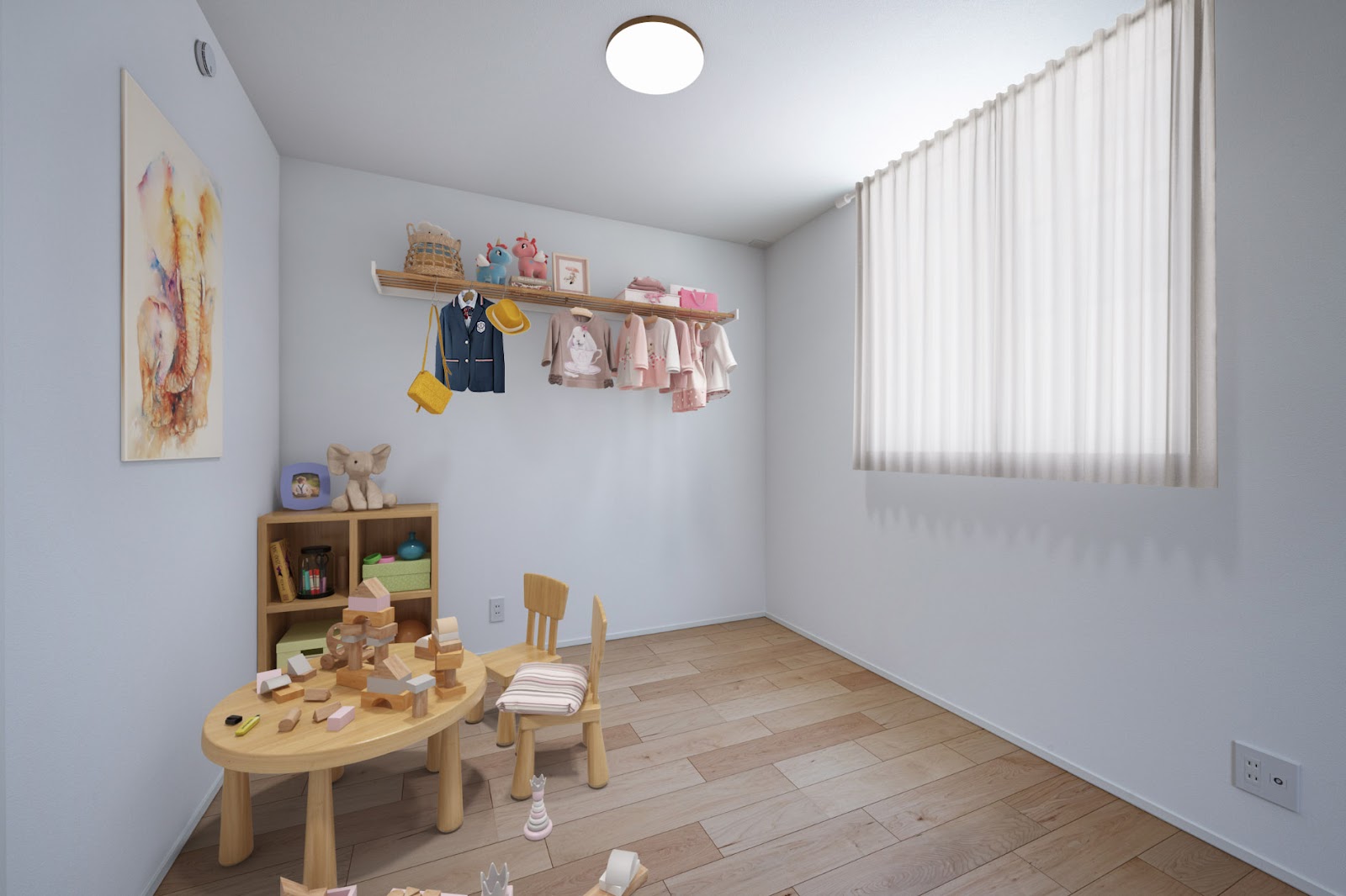 日中の照明の様子、STEP01：ナチュラ、STEP2：居室、STEP3：未選択