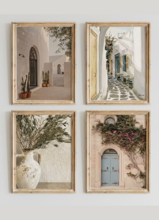 Mediterranean Escape Art Set | 4-Piece Sun-Drenched Gallery Wall Art