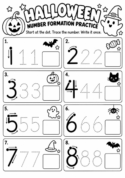 Halloween Number Formation Practice