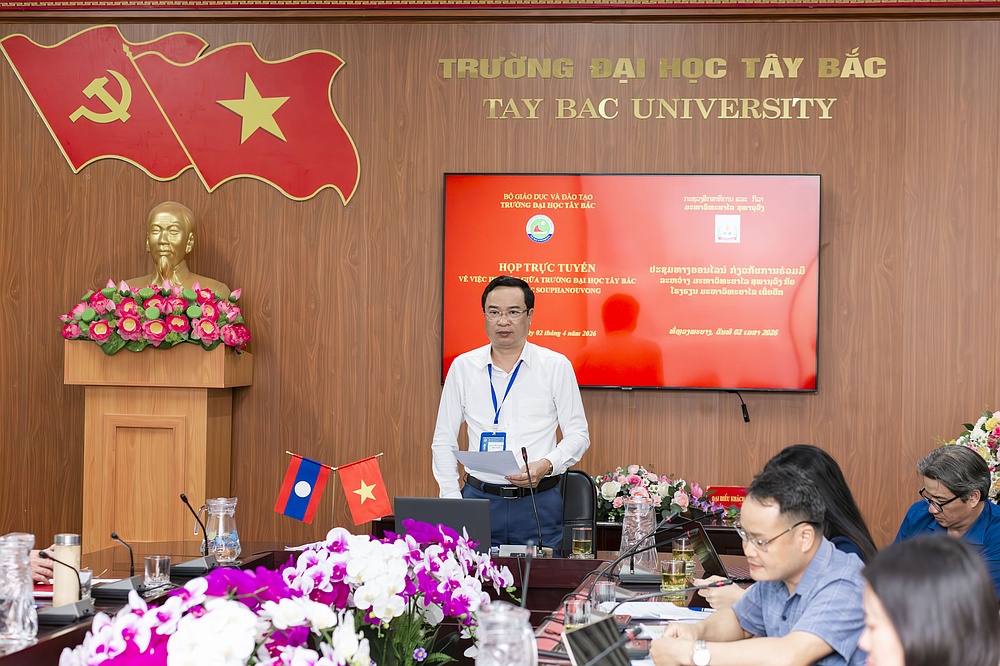 Trường Đại học Tây Bắc tổ chức họp trực tuyến, thống nhất nội dung hợp tác với Đại học Souphanouvong (Nước CHDCND Lào)