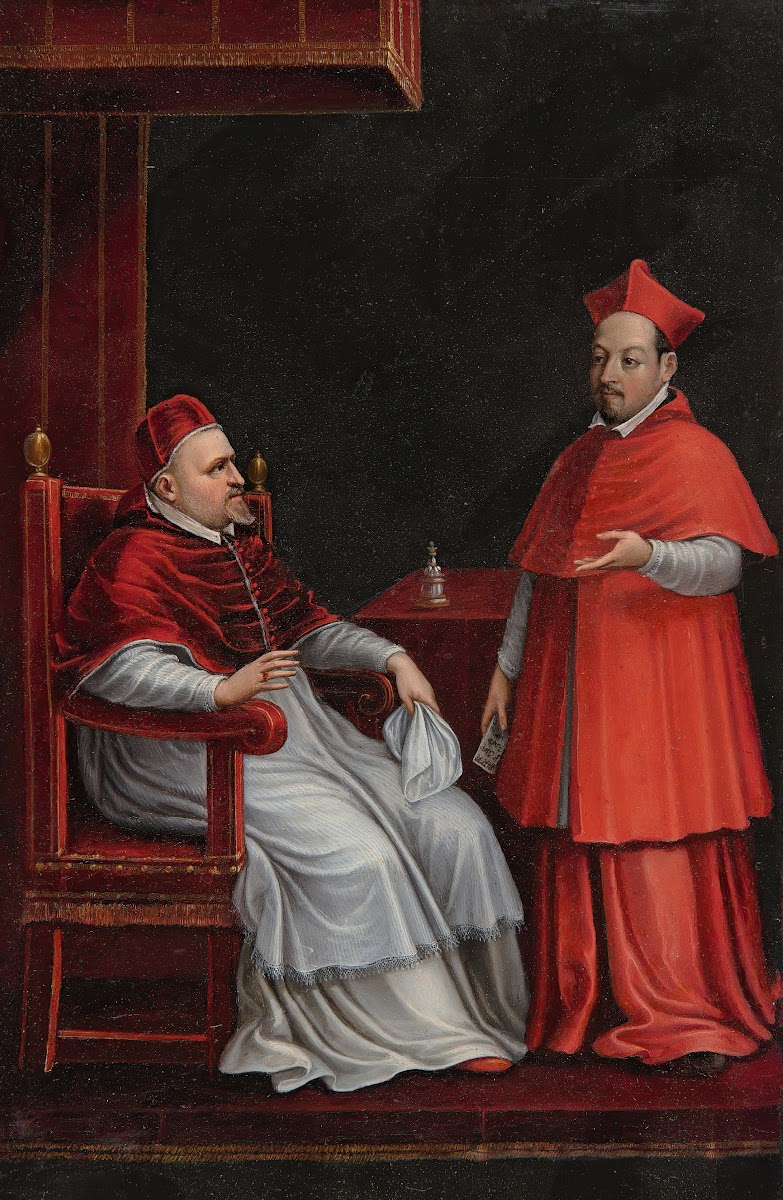 Pope Paul V seated with his nephew Scipione Borghese